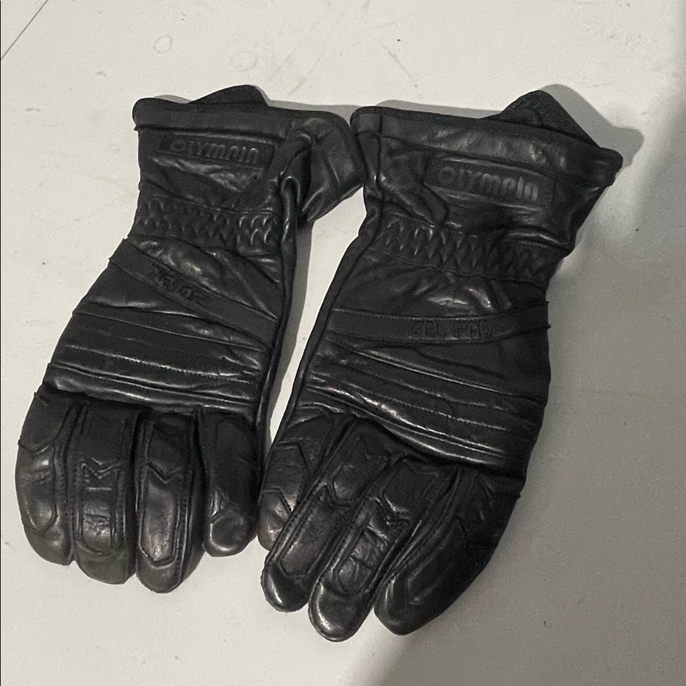 Olympia Black Leather Motorcycle Gloves